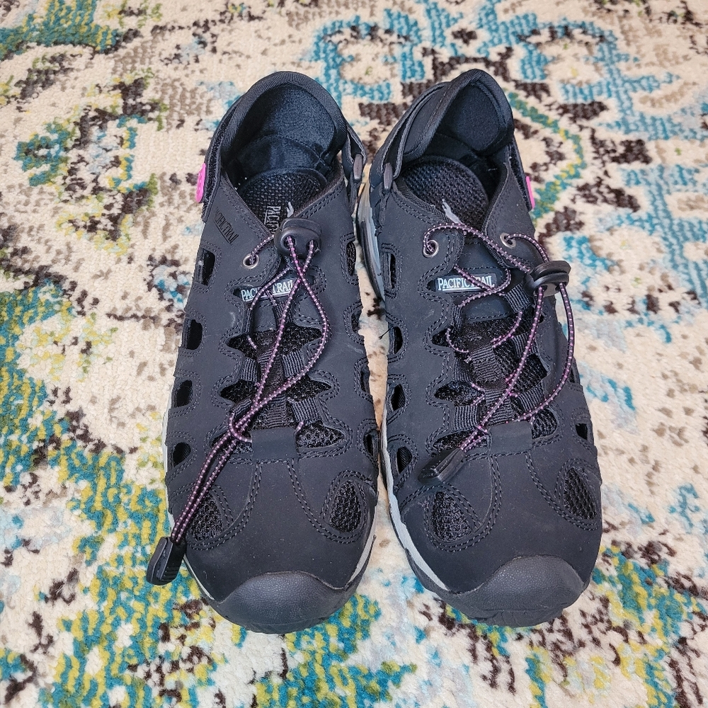 Pacific Trail Black & Pink AQ02 Hiking Durable Comfort Sandal, Size Womens 7.5‎